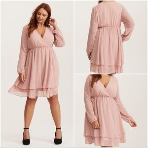 Torrid Textured Chiffon Surplice Skater Dress